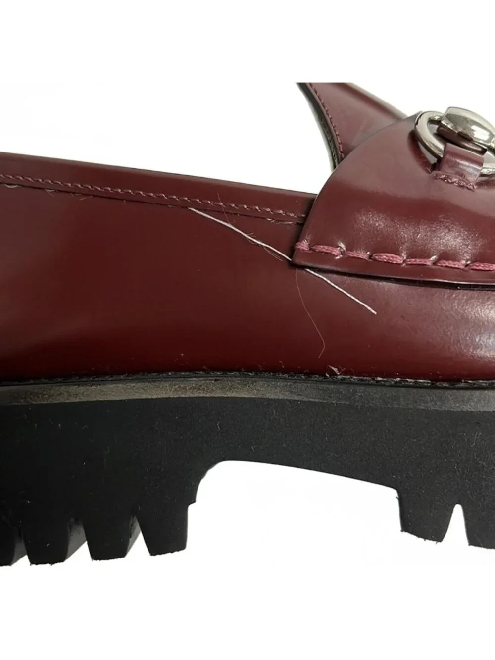 Gucci Loafers 36 Horsebit Gold Leather Bordeaux - Picture 8 of 10